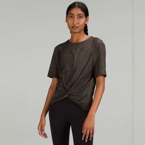NWOT Lululemon Crescent T-Shirt Spark Black Sparkly Short Sleeve Size 14-16